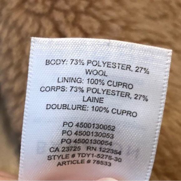 ARITZIA BABATON ATELIER TEDDY COAT SHORT BROWN CAMEL SIZE 2 MEDIUM LARGE WOOL - Picture 9 of 10